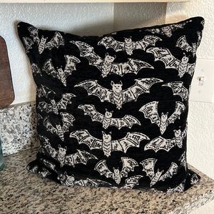 black and white square felt bat halloween pattern pillow